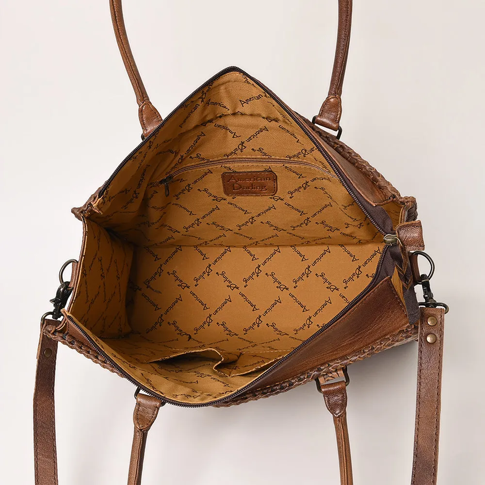 American Darling Briefcase Hand Tooled Genuine Leather Women Bag Western Handbag Purse