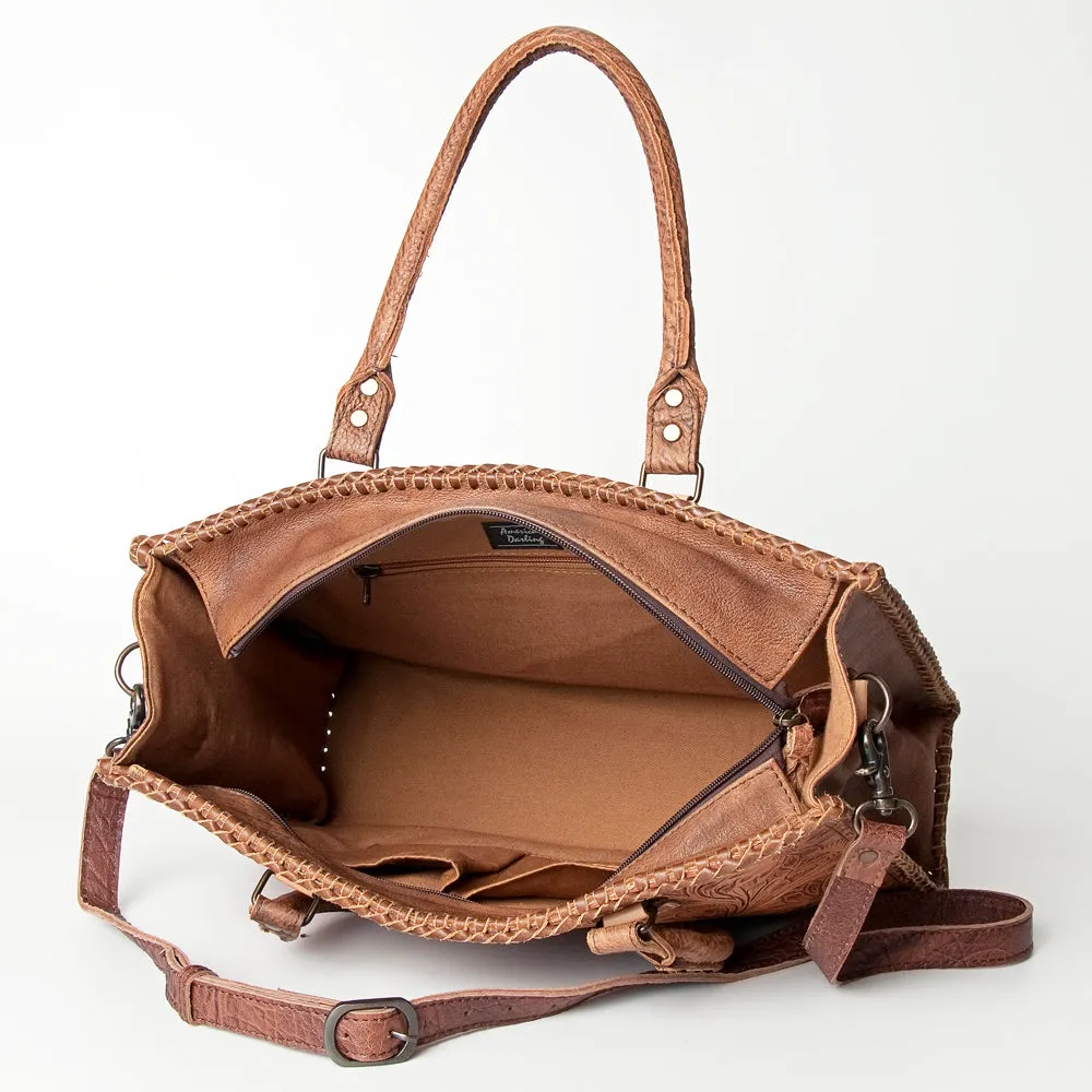 American Darling Briefcase Hand Tooled Genuine Leather Women Bag Western Handbag Purse