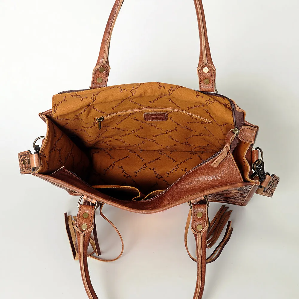 American Darling Briefcase Hand Tooled Saddle Blanket Genuine Leather women bag western handbag purse