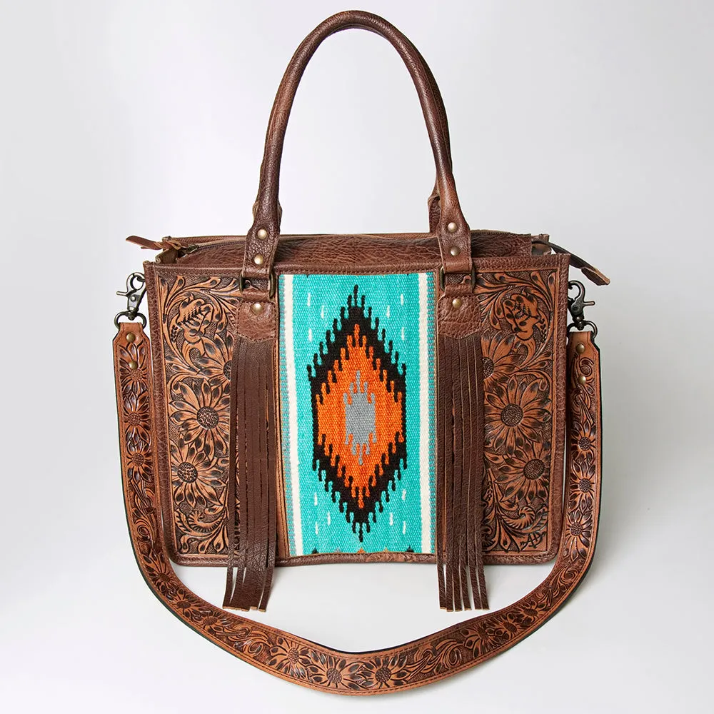 American Darling Briefcase Hand Tooled Saddle Blanket Genuine Leather women bag western handbag purse