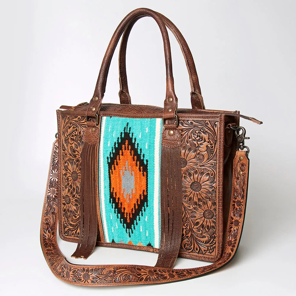 American Darling Briefcase Hand Tooled Saddle Blanket Genuine Leather women bag western handbag purse