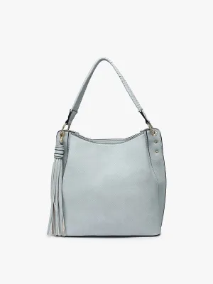 Any Occasion Grey Blue Tassel Hobo Bag