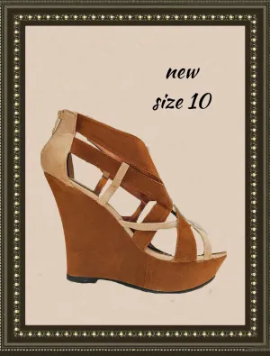 Bamboo high wedge sandals- so cute! - size 10 (b)