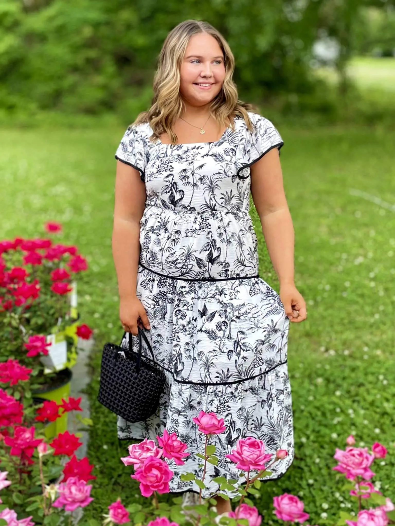 Black and White Toile Pattern Dress