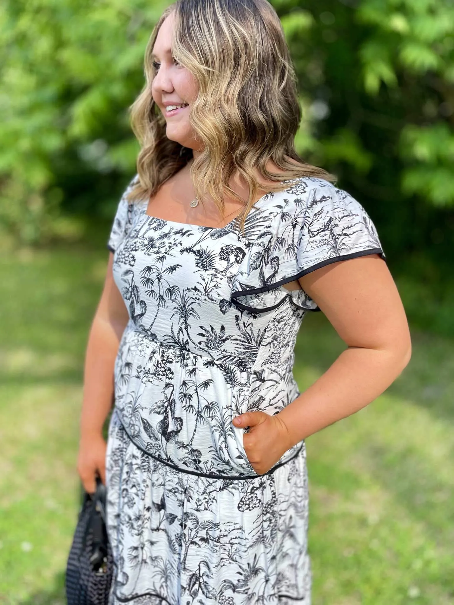 Black and White Toile Pattern Dress