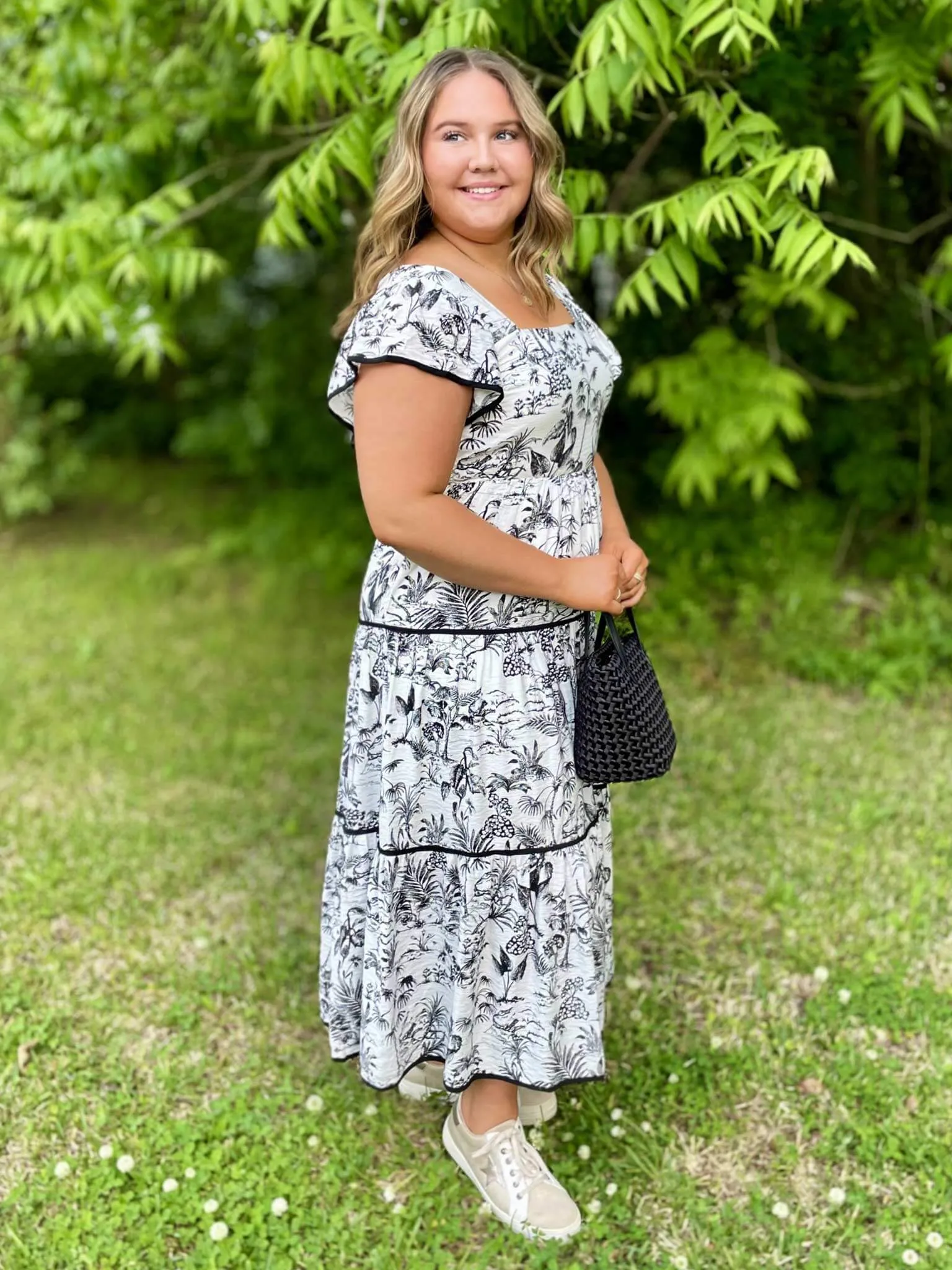 Black and White Toile Pattern Dress