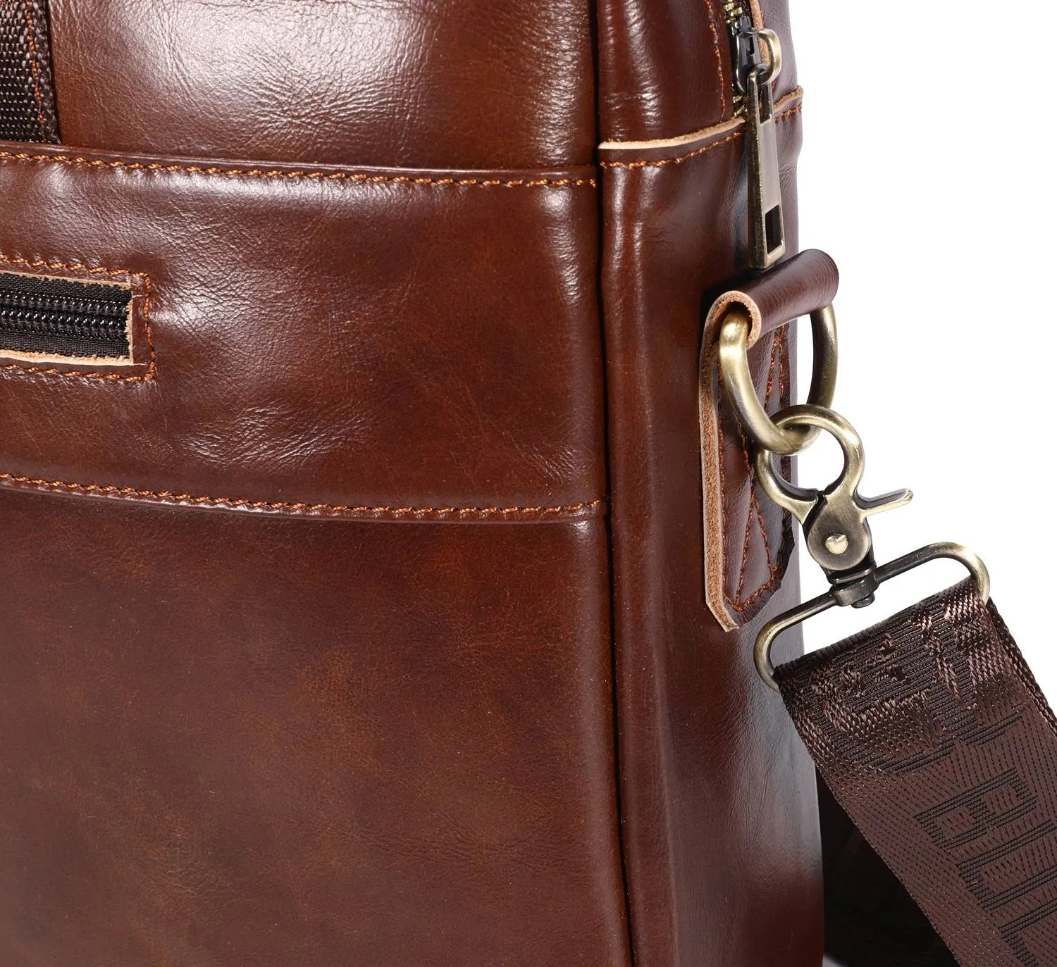 BULLCAPTAIN 16 Inch Men Leather Laptop Messenger Bags Business Travel Briefcases