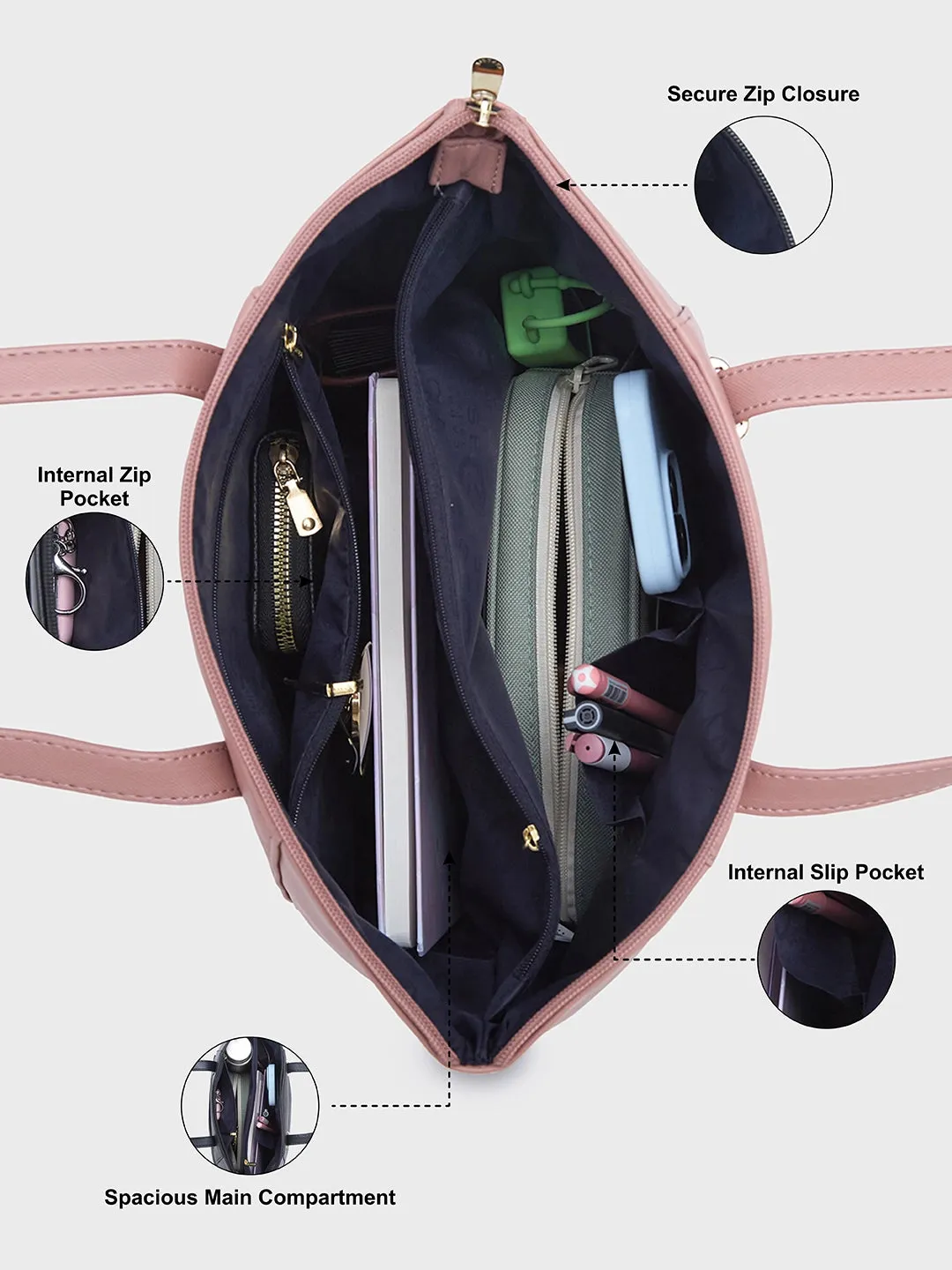 Caprese Afra Tote Medium Blush