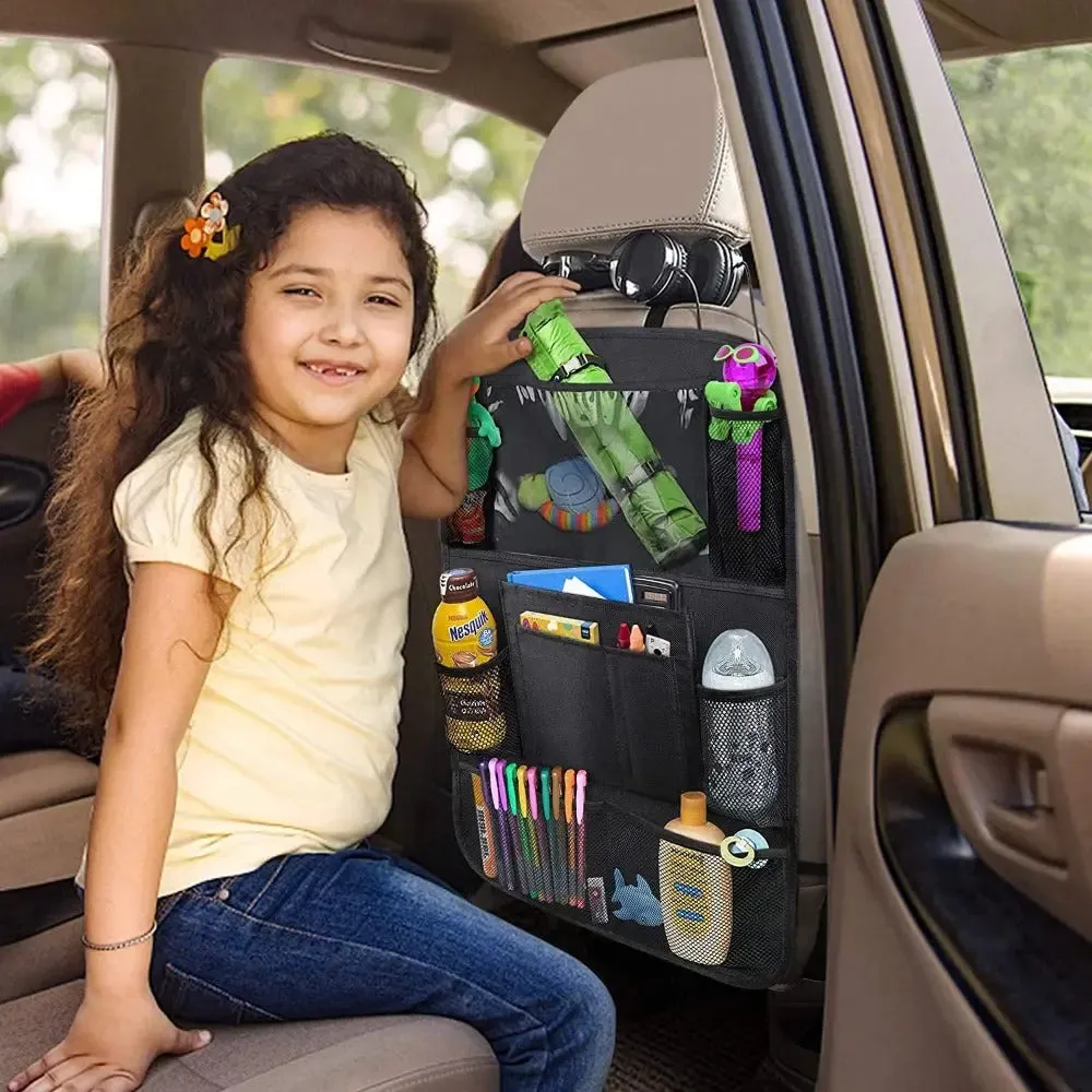 Car Backseat Organizer, 9 Storage Pockets Seat Back Protectors Kick Mats