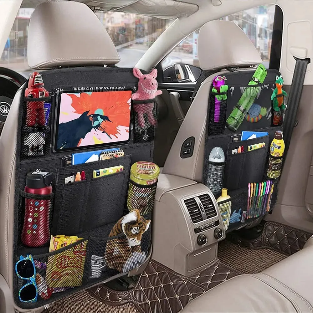 Car Backseat Organizer, 9 Storage Pockets Seat Back Protectors Kick Mats