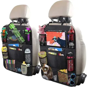 Car Backseat Organizer, 9 Storage Pockets Seat Back Protectors Kick Mats