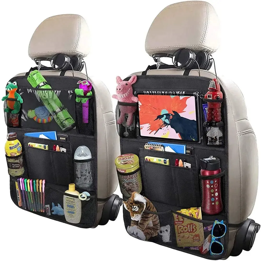 Car Backseat Organizer, 9 Storage Pockets Seat Back Protectors Kick Mats