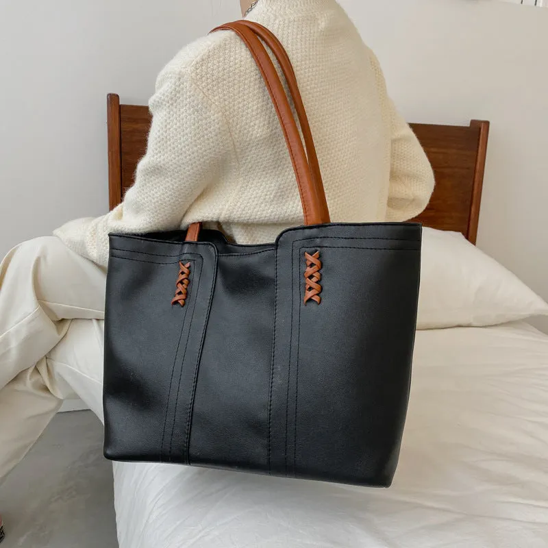 CL1074 - Trendy Simple Large Shoulder Bag