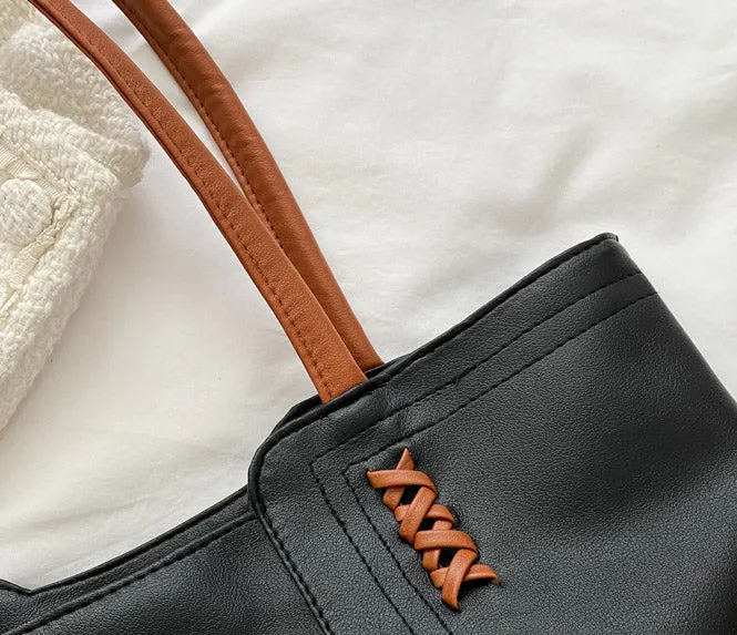 CL1074 - Trendy Simple Large Shoulder Bag