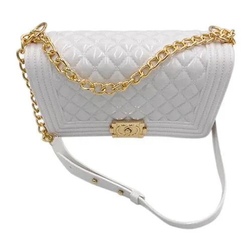 Cloudy- White Gold Chain Purse