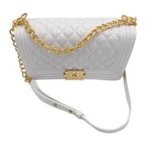 Cloudy- White Gold Chain Purse