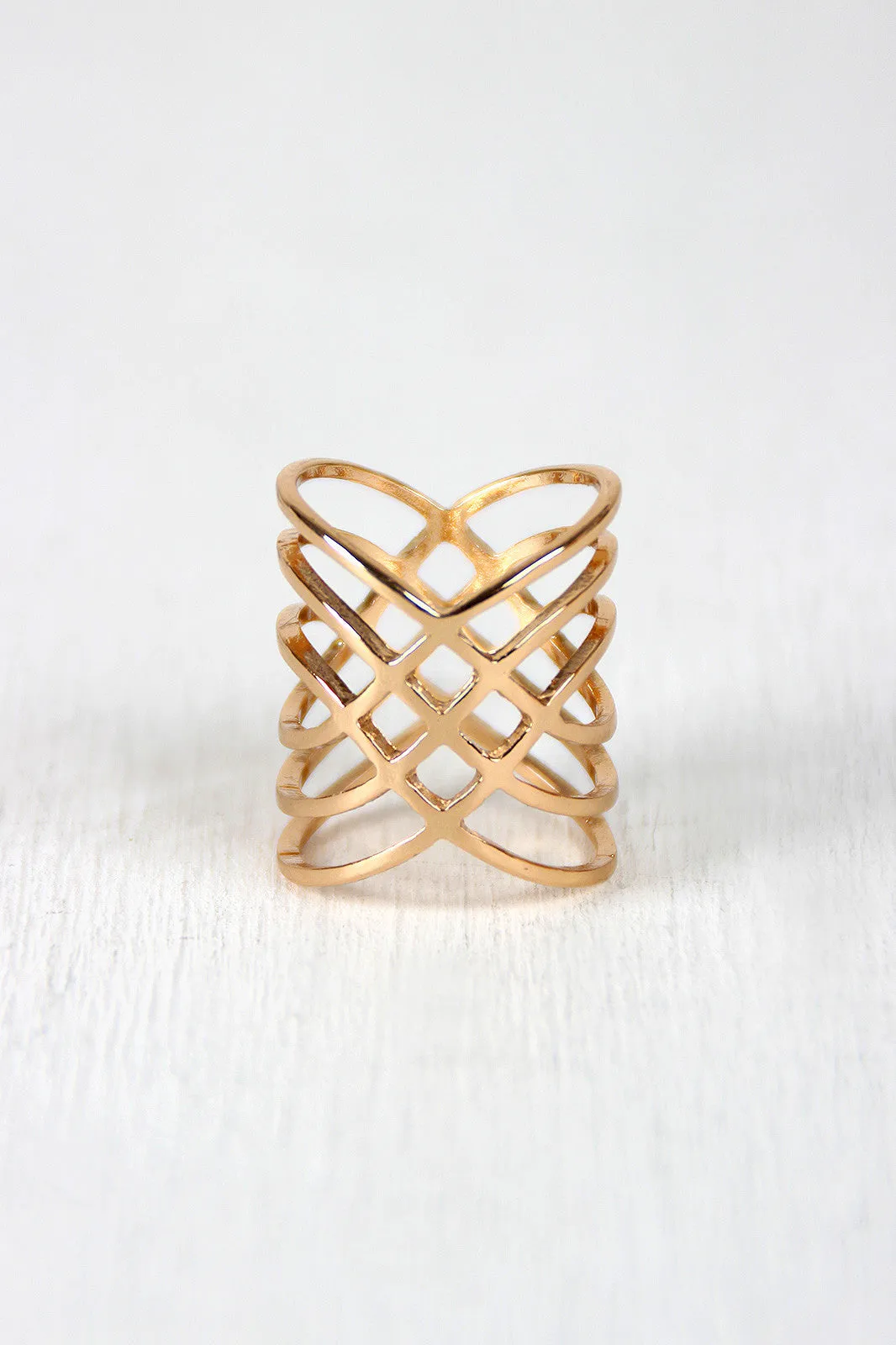 Crossover Diamond Cutout Armor Ring