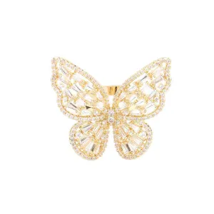 CZ Glass Stone Embellished Butterfly Ring
