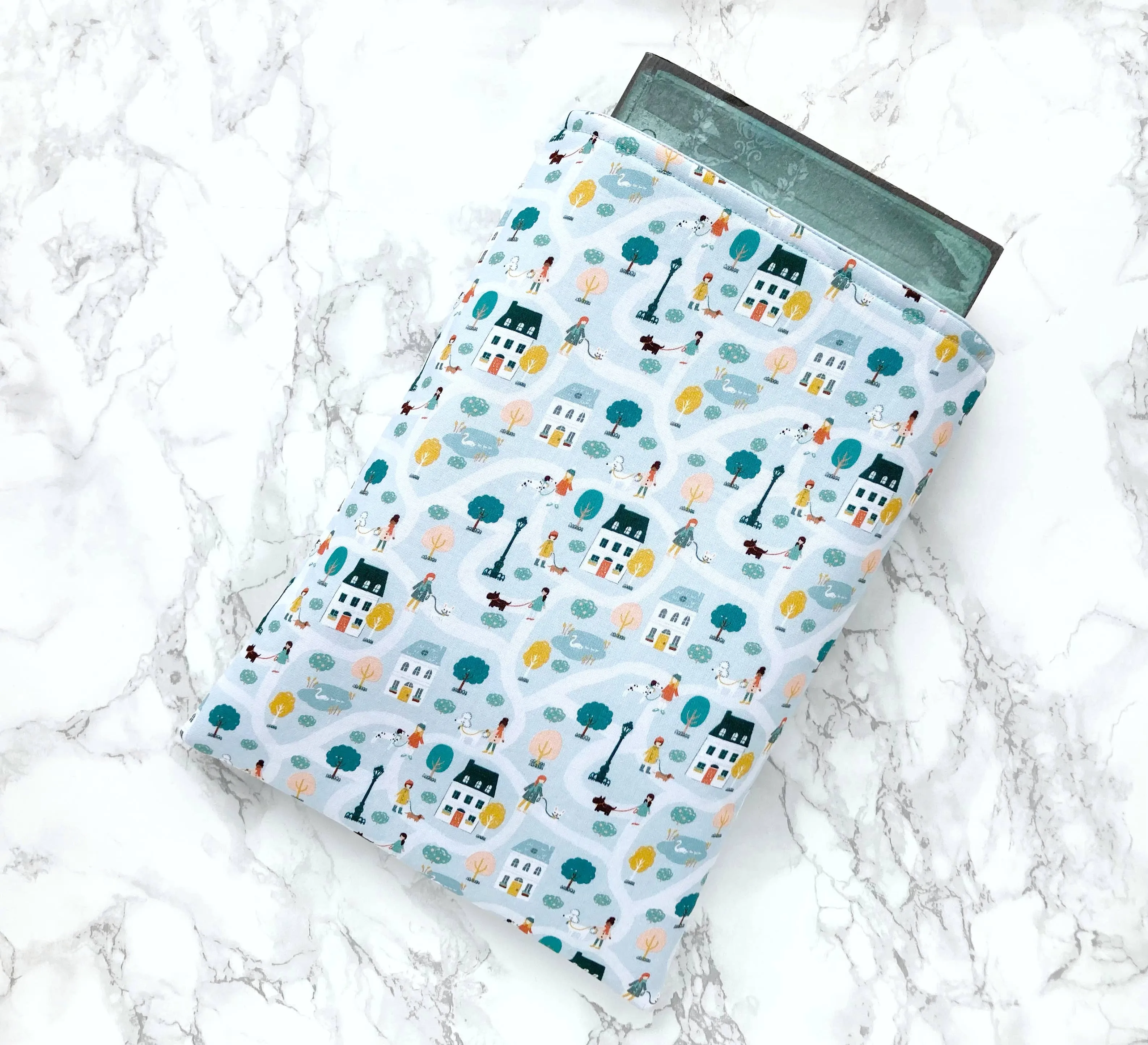 dog walkers - padded book sleeve, book pouch, kindle sleeve