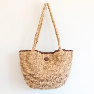 Elena Handbags Natural Cotton Jute Basket Shoulder Bag