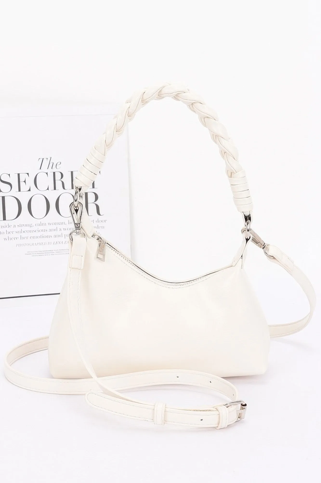 Faux Leather Braided Strap Shoulder Bag