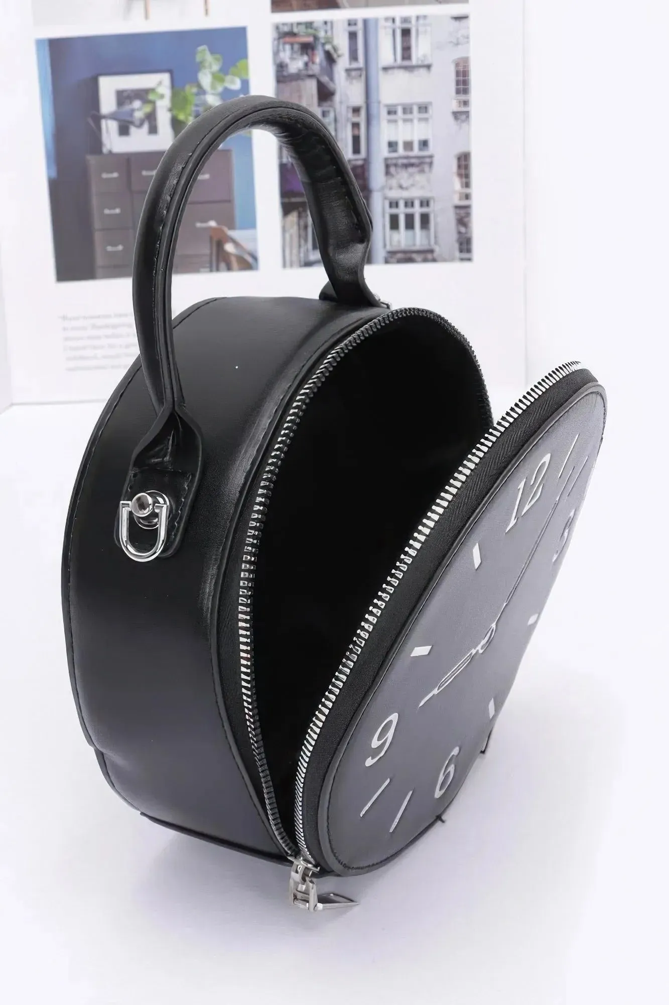 Faux Leather Clock Novelty Bag