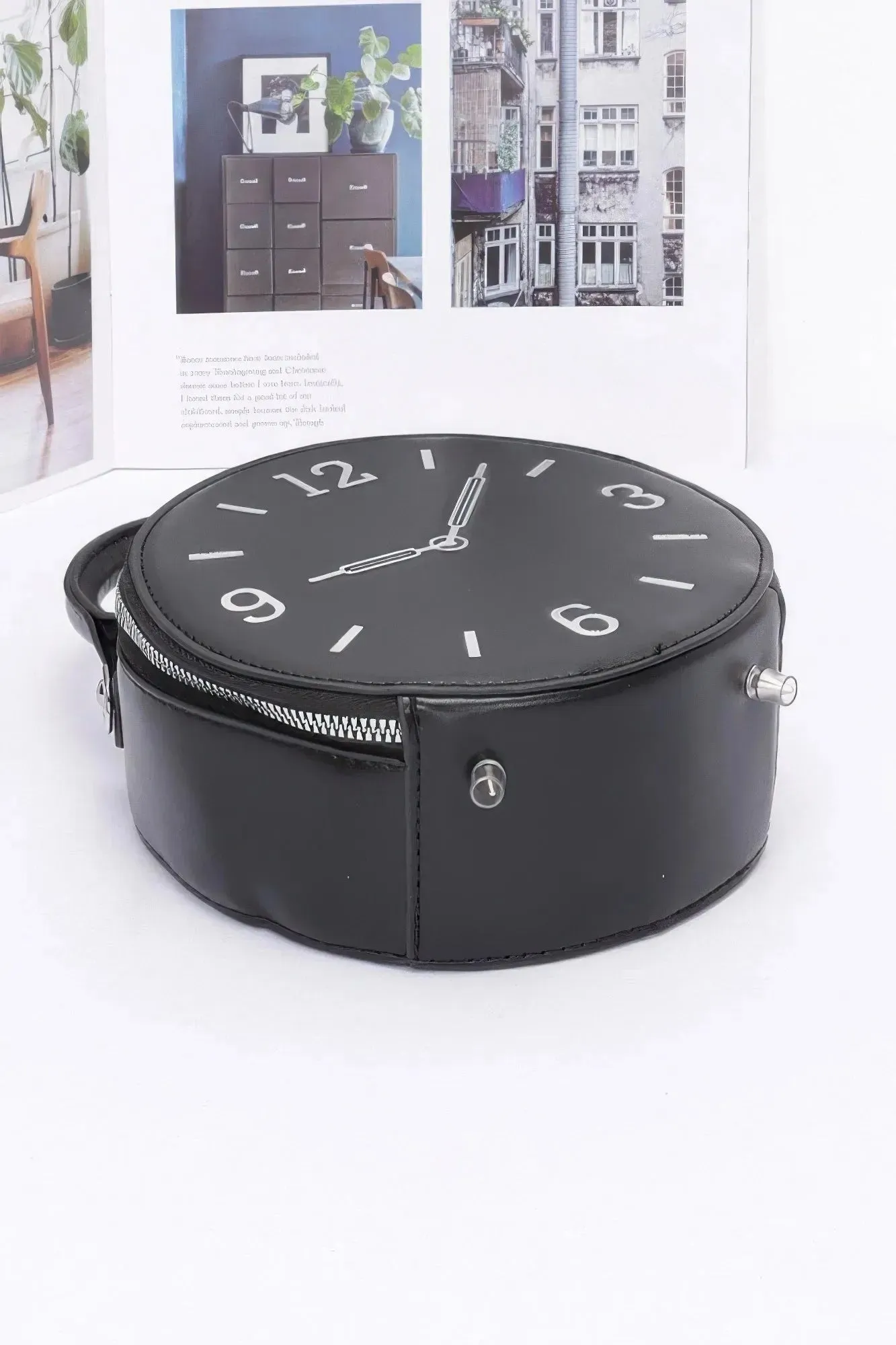 Faux Leather Clock Novelty Bag