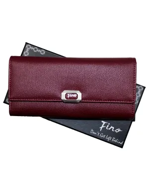 Fino 51333 Tri-Fold Faux Leather Cell Phone Compartment Purse with Box