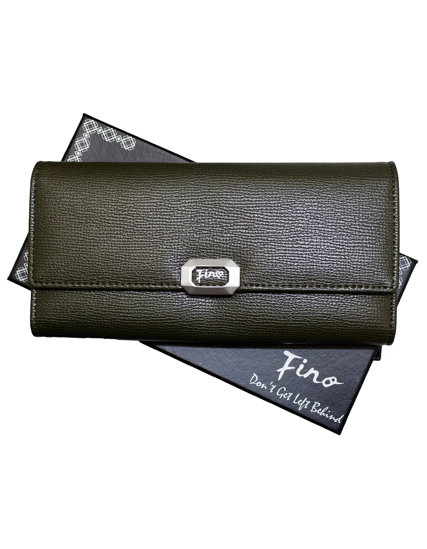 Fino 51333 Tri-Fold Faux Leather Cell Phone Compartment Purse with Box