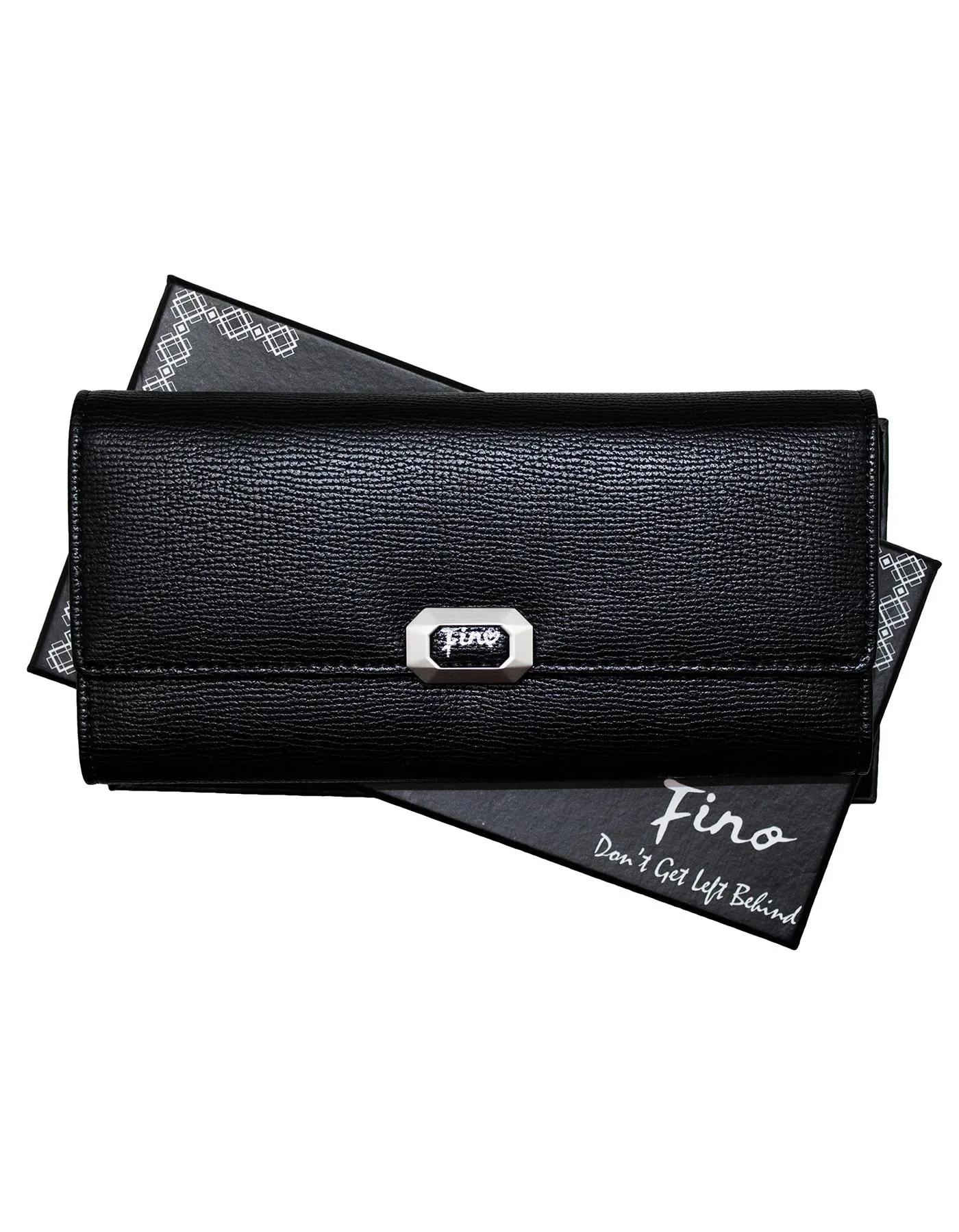 Fino 51333 Tri-Fold Faux Leather Cell Phone Compartment Purse with Box