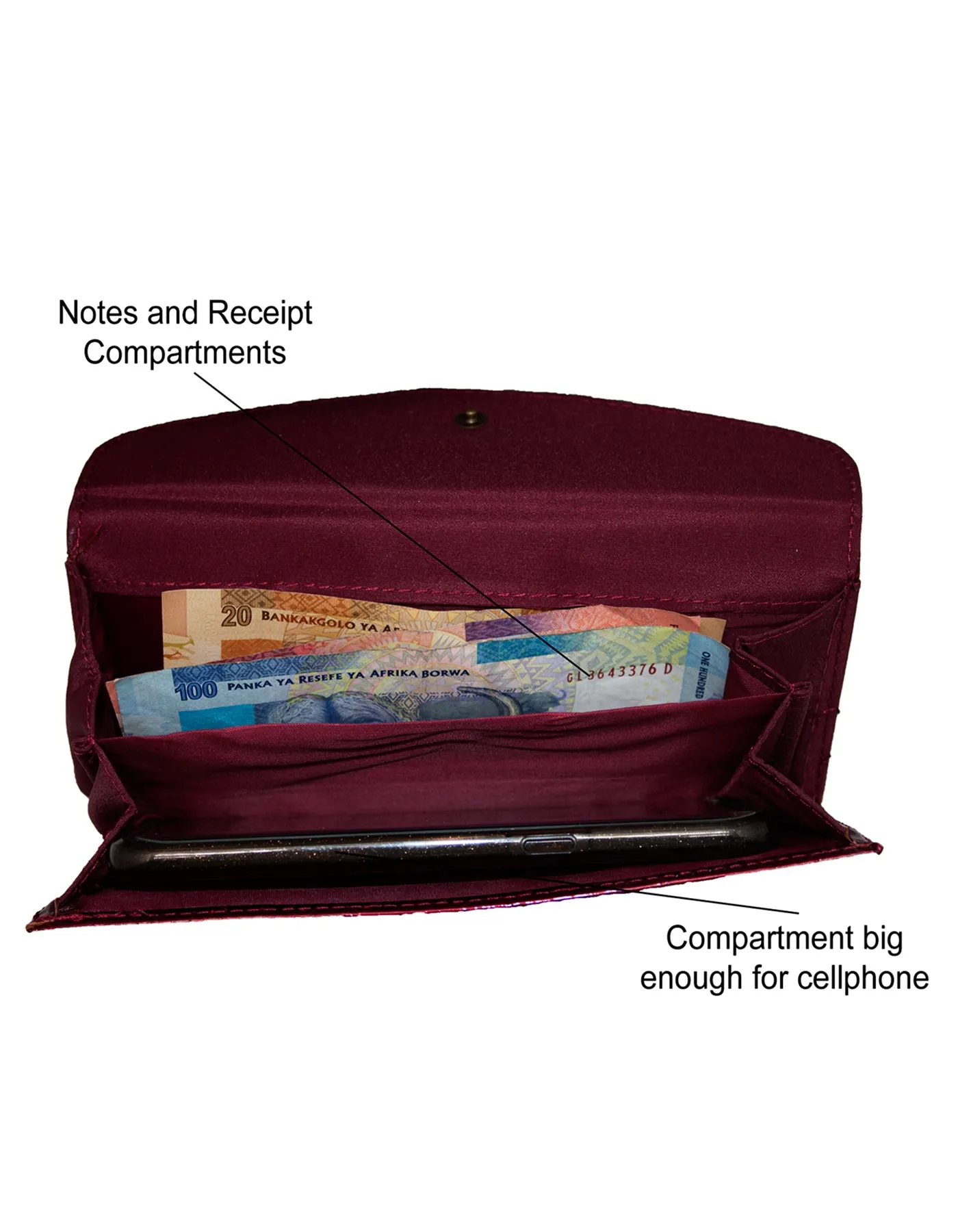 Fino S077-310 Faux Leather Elegant Patent Design Long Card Holder Purse