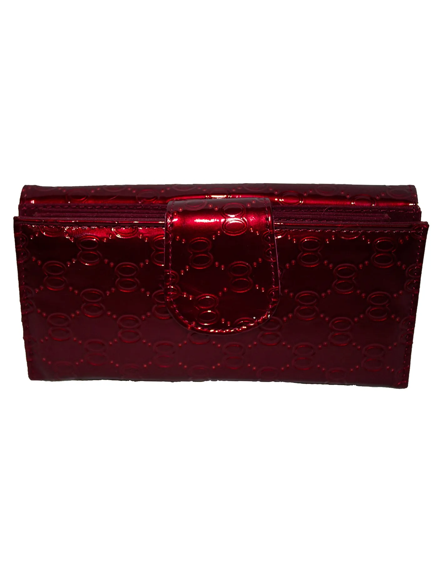 Fino S077-310 Faux Leather Elegant Patent Design Long Card Holder Purse