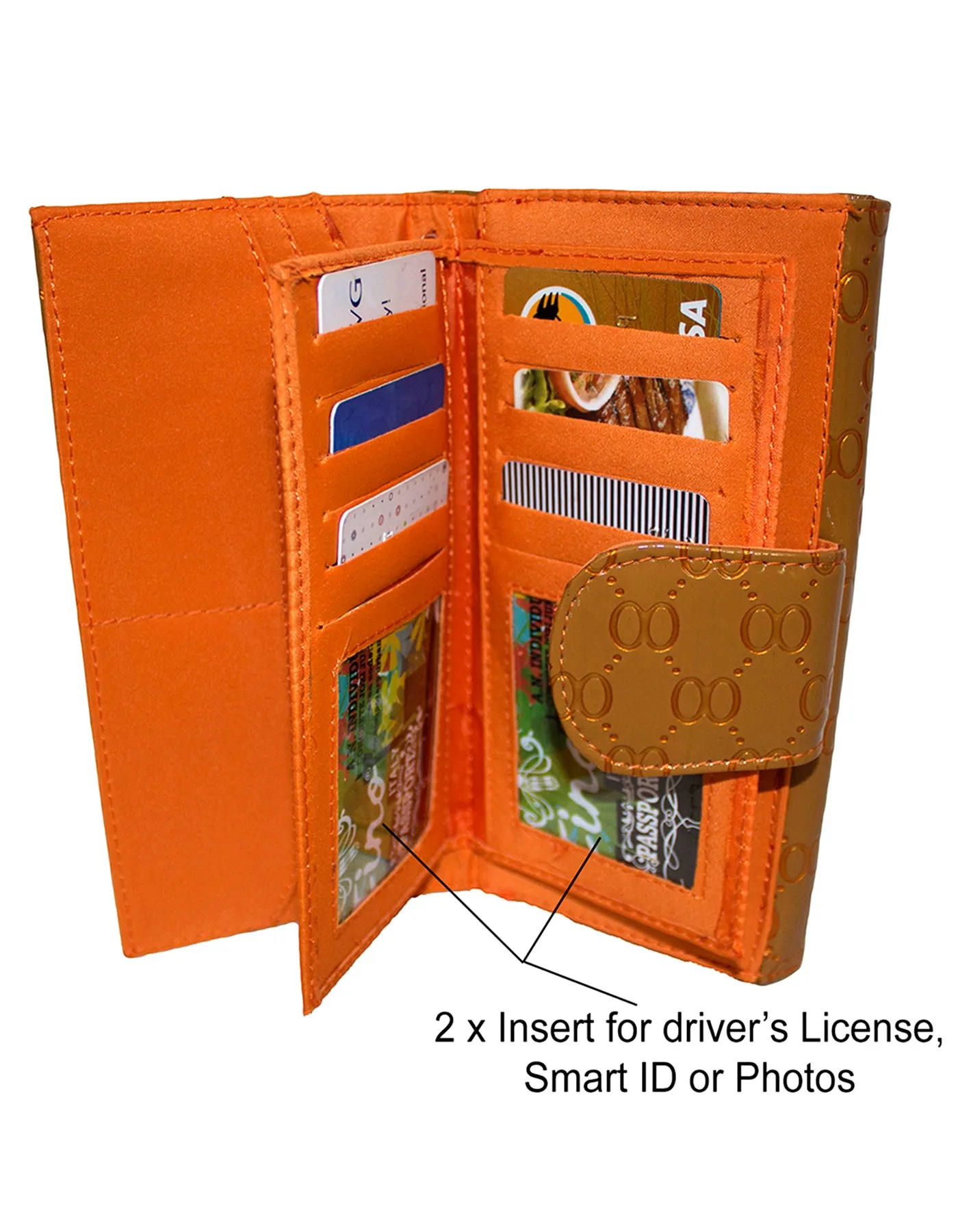 Fino S077-310 Faux Leather Elegant Patent Design Long Card Holder Purse