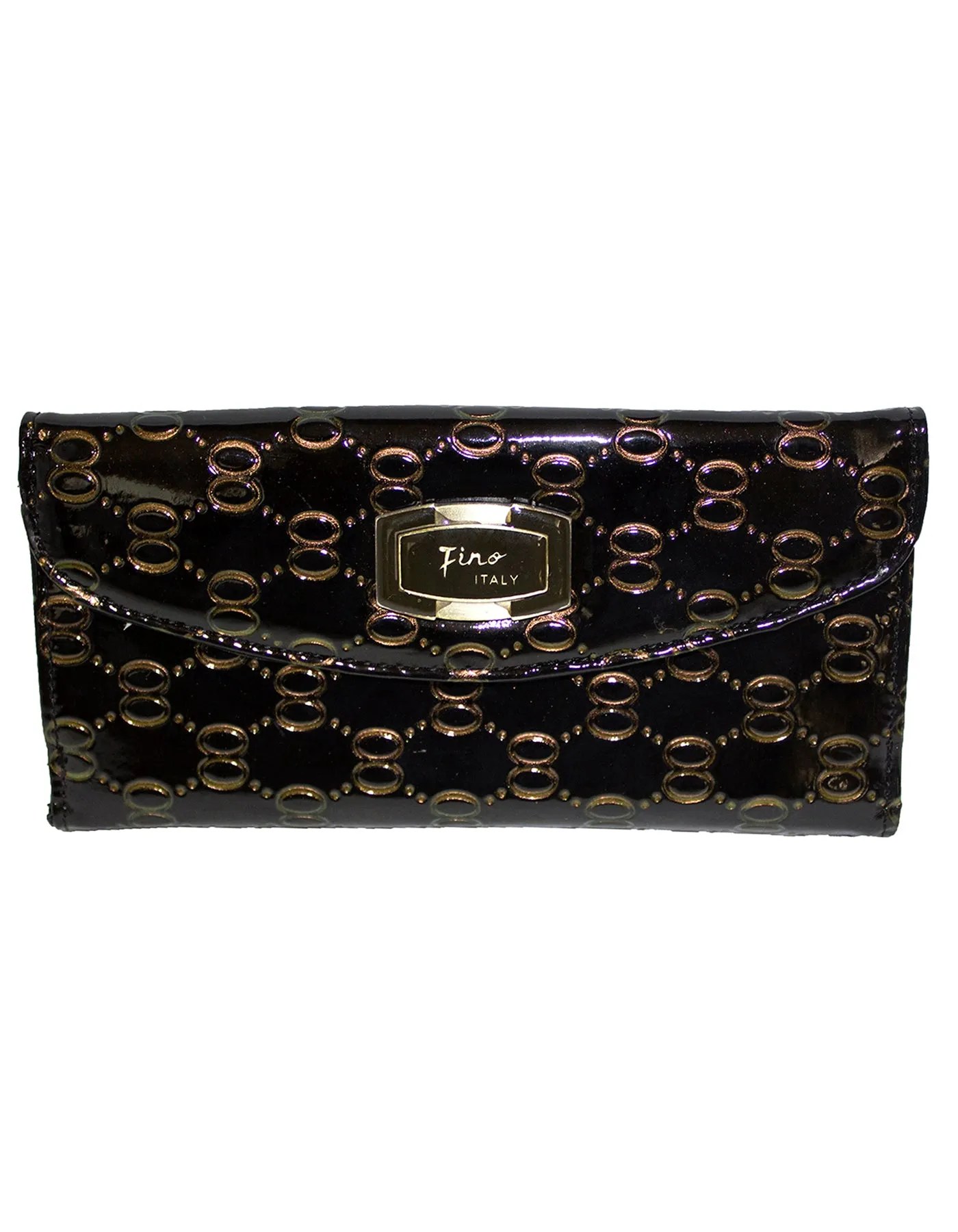 Fino S077-310 Faux Leather Elegant Patent Design Long Card Holder Purse