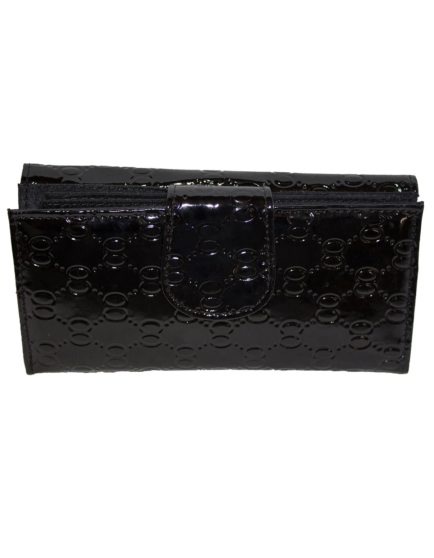 Fino S077-310 Faux Leather Elegant Patent Design Long Card Holder Purse