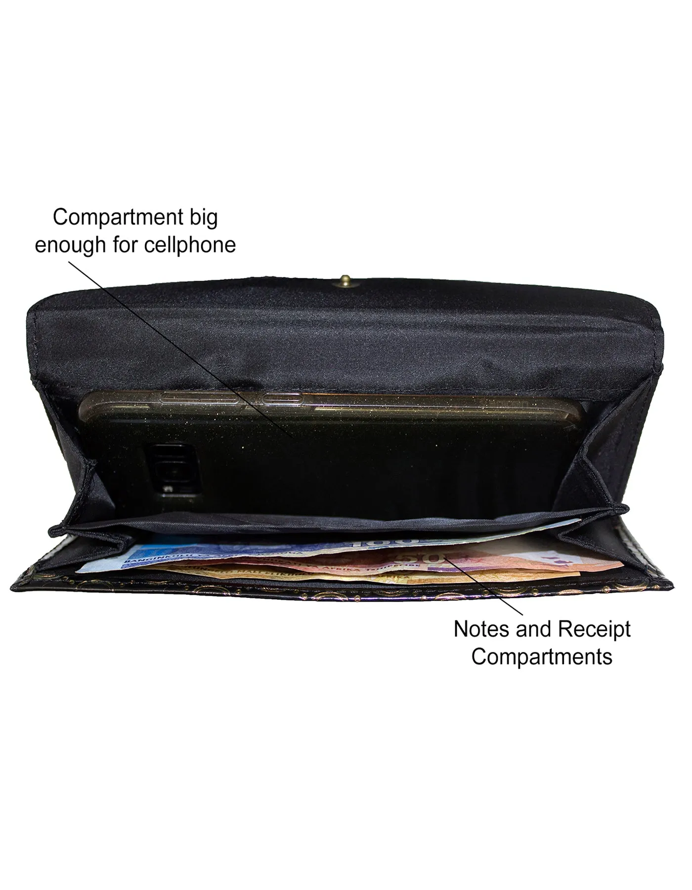 Fino S077-310 Faux Leather Elegant Patent Design Long Card Holder Purse