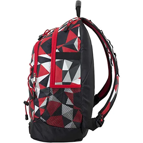Fuel Terra Sport Spacious School Backpack with Front Bungee, Red Geo