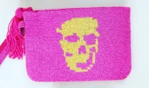 Fuschia Skull Wristlet