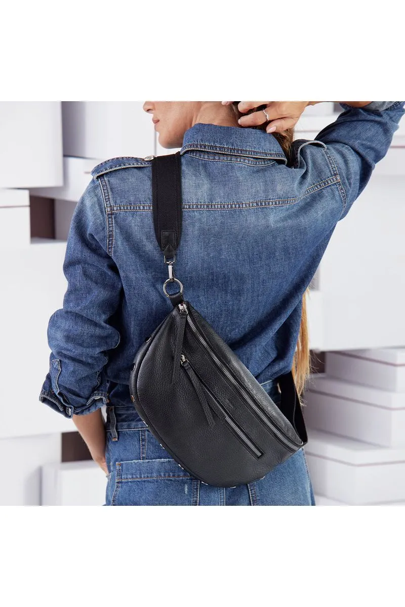 Hammitt Charles Crossbody Large Belt Bag 17676 | Black/Gunmetal
