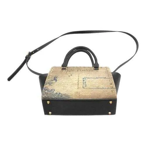 Handbags, Beige Postale Graphic Style Top-Handle Bag