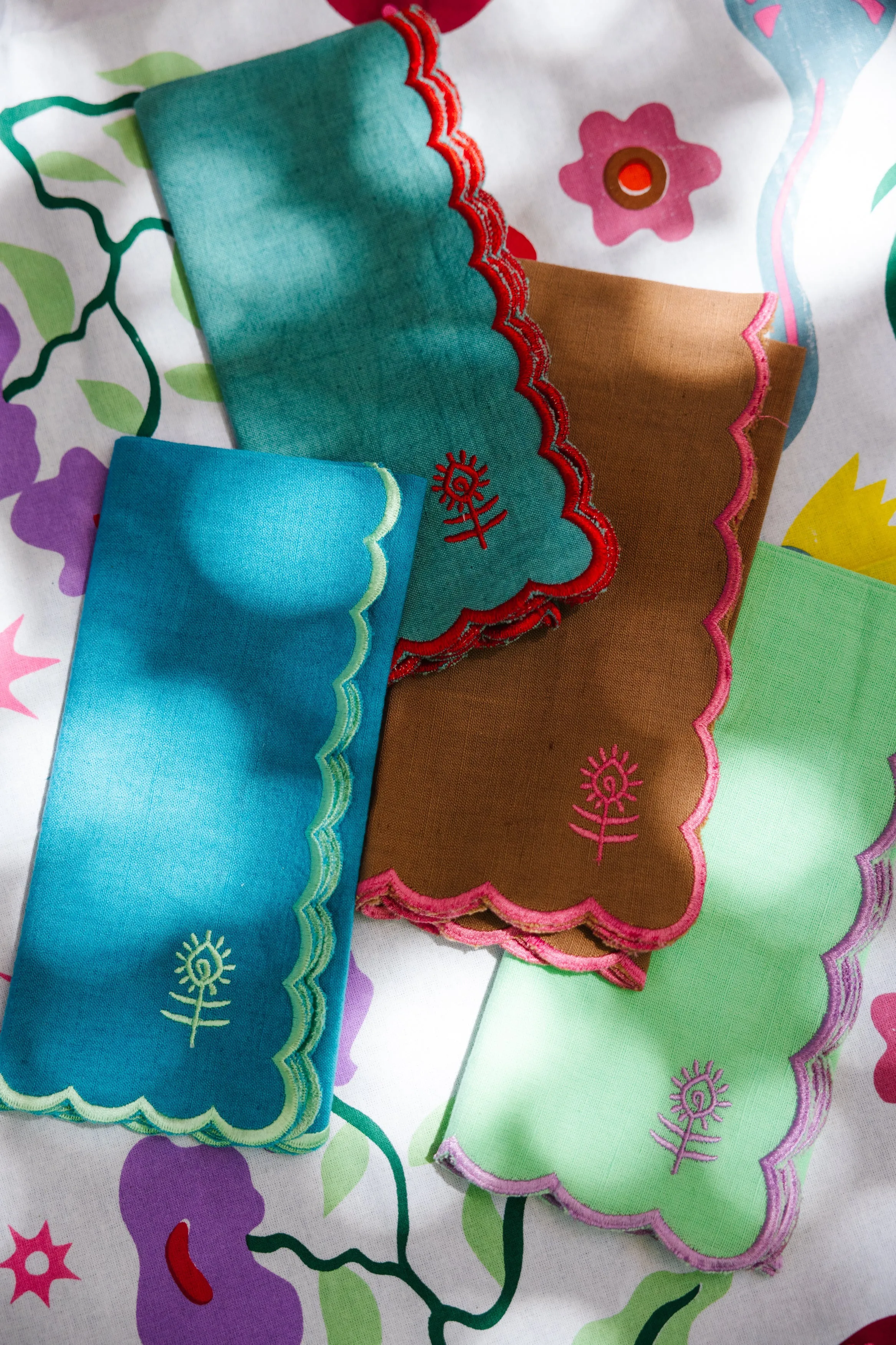Icon Linen Napkins 4pc Set - Peacock/Mint