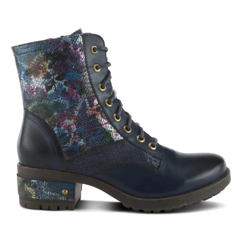 L'artiste By Spring Step Marty-Met Navy Multi Leather Boot (Women's)