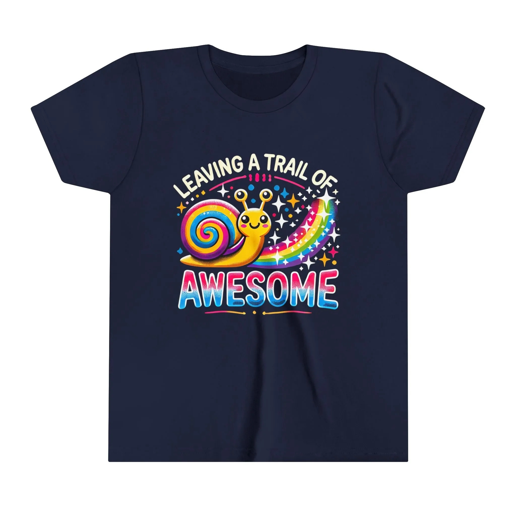 Leaving a Trail of Awesome Cute Snail Shirt | Positive Message Rainbow Shirt | Motivational Shirt | Nature Lover Gift | Youth Jersey T-shirt
