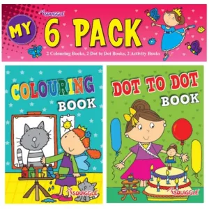 Mini Colouring Activity Books Girls - 6 Pack Compact Size Girls Entertainment