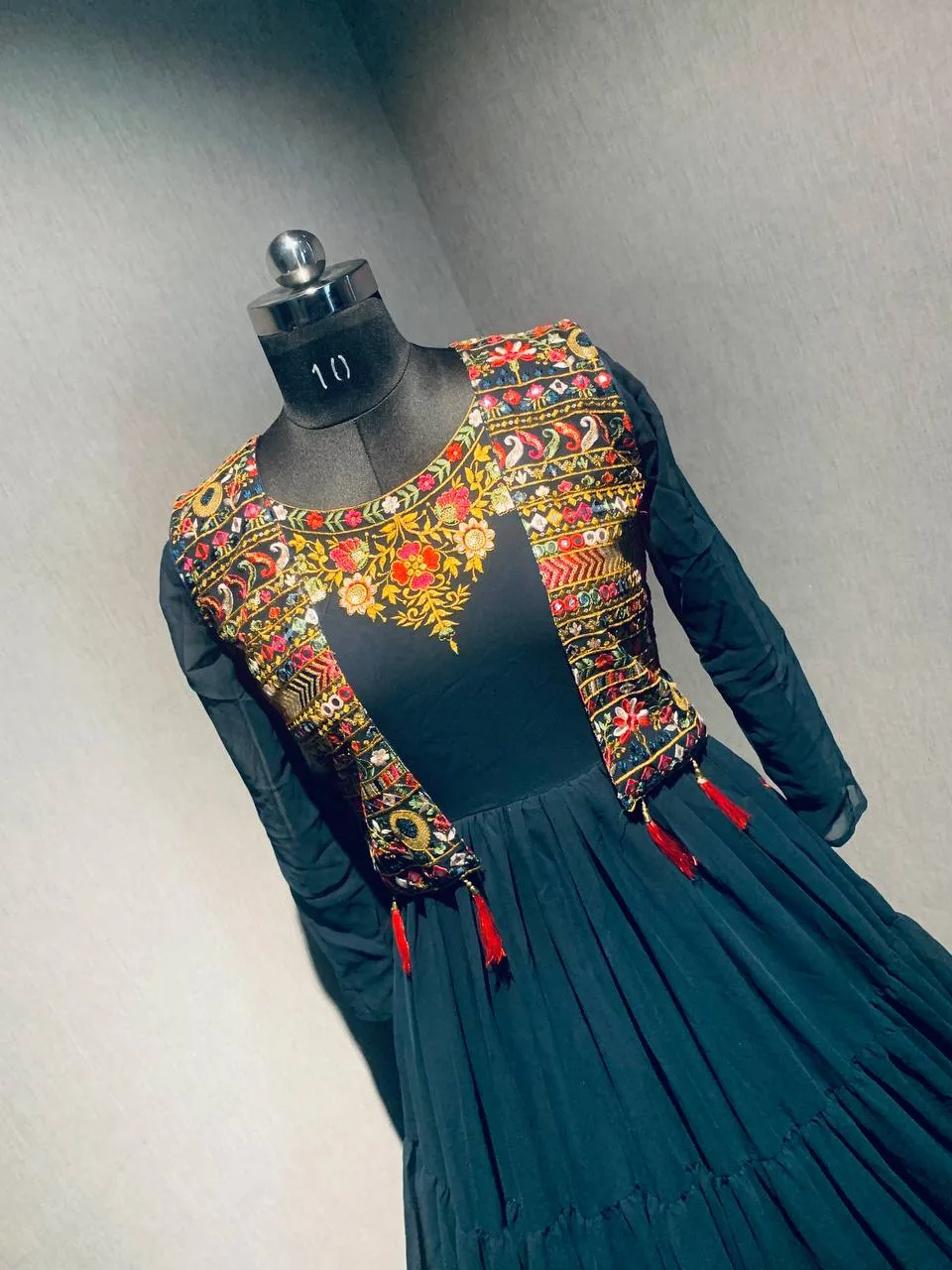 Navy Blue Color Georgette Readymade Gown For Women