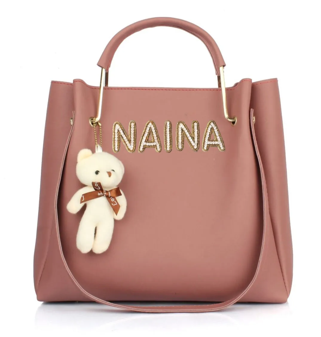 Nivel Customized Name Bag Pink Shade for women's