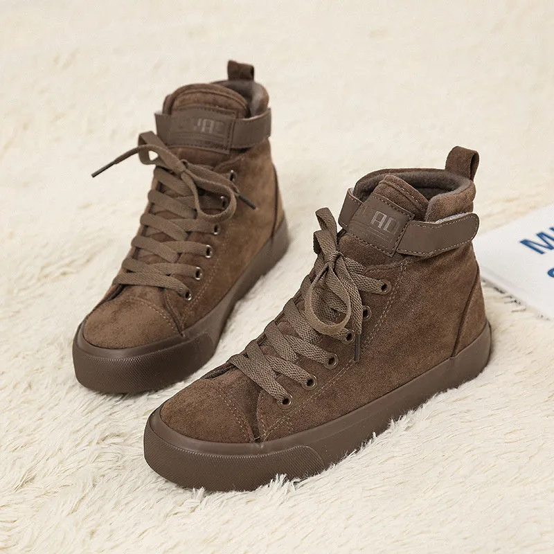 Patricia  High-Top Damen-Sneaker in Vollschwarz mit Klettverschluss