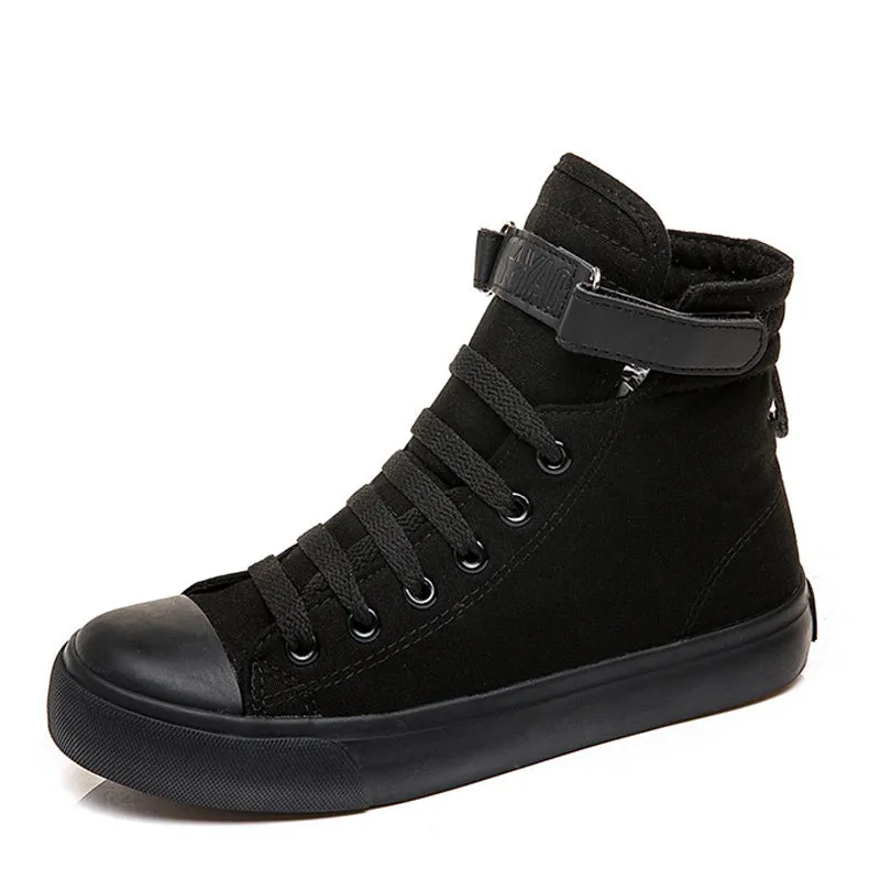 Patricia  High-Top Damen-Sneaker in Vollschwarz mit Klettverschluss