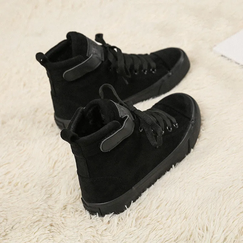 Patricia  High-Top Damen-Sneaker in Vollschwarz mit Klettverschluss