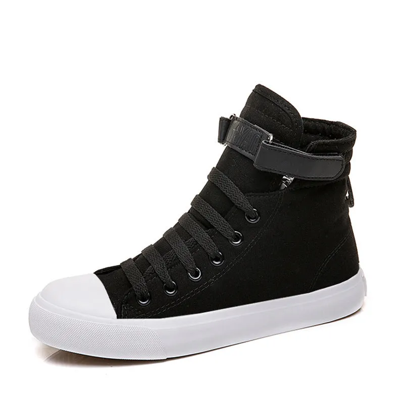 Patricia  High-Top Damen-Sneaker in Vollschwarz mit Klettverschluss